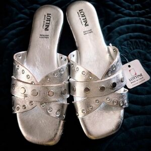 Silver Leather Women's Sandals